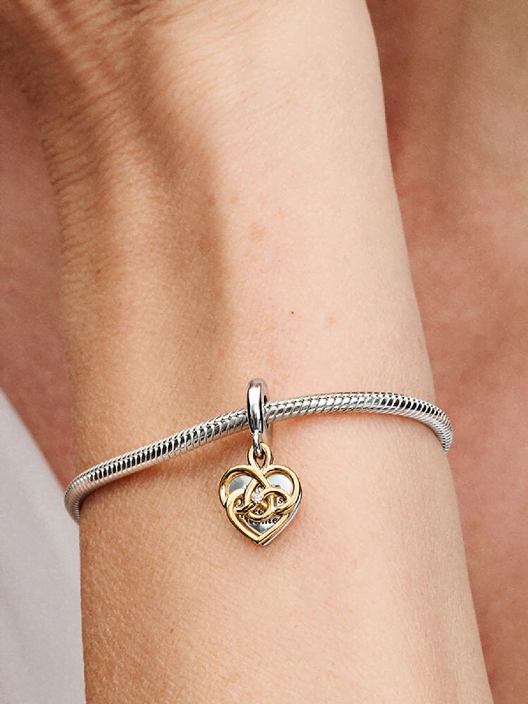 Lab-grown Diamond Engravable Mom Double Dangle Charm