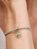 Lab-grown Diamond Engravable Mom Double Dangle Charm