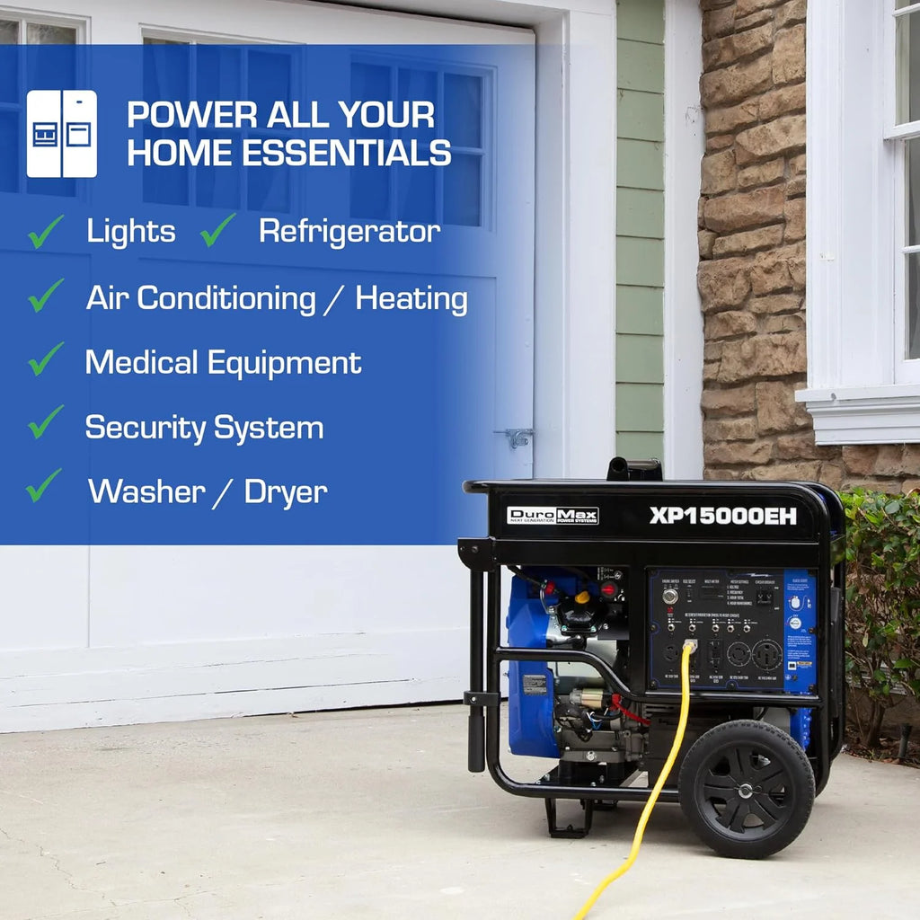 DuroMax 13,000-Watt Dual Fuel Portable Generator, Gasoline/Propane, Electric Start - XP13000EH