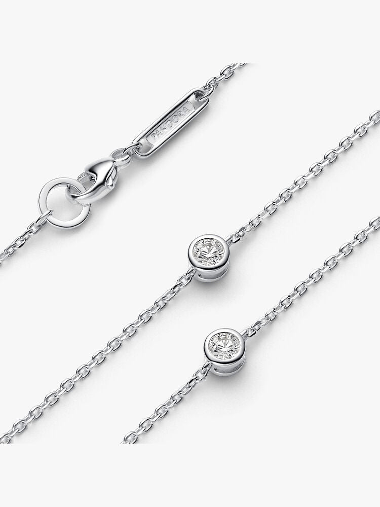 Pandora Era Bezel Sterling Silver Lab-grown Diamond Station Necklace
