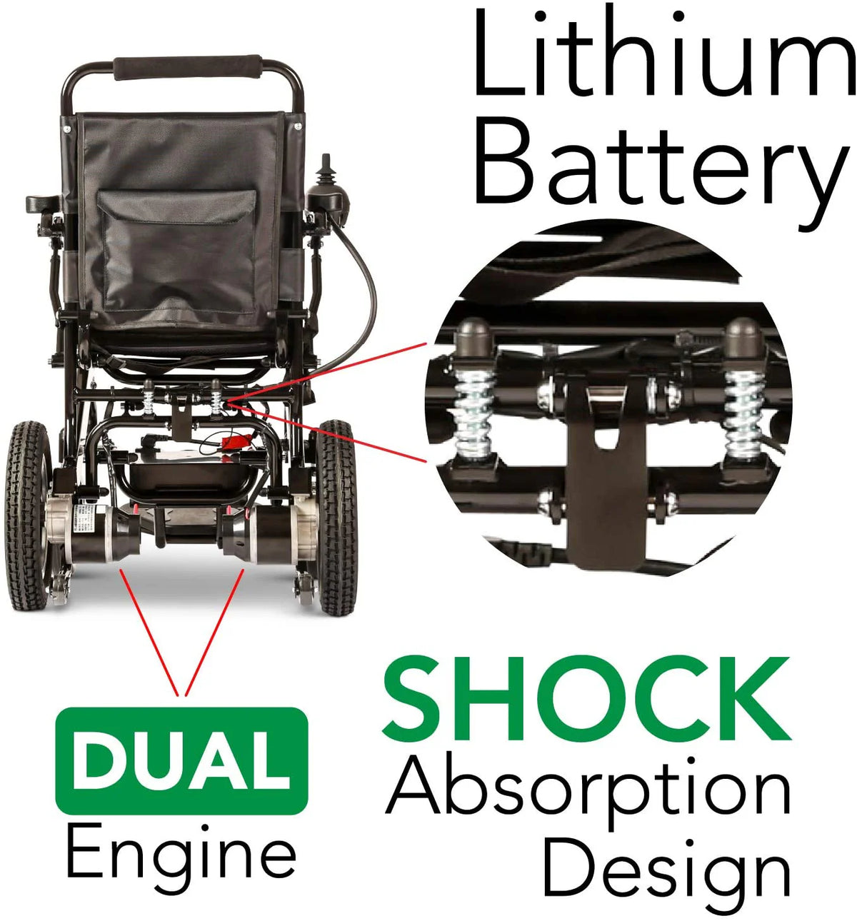 Comfy Go Folding Electric Power Wheelchair, 17.5 Seat Width