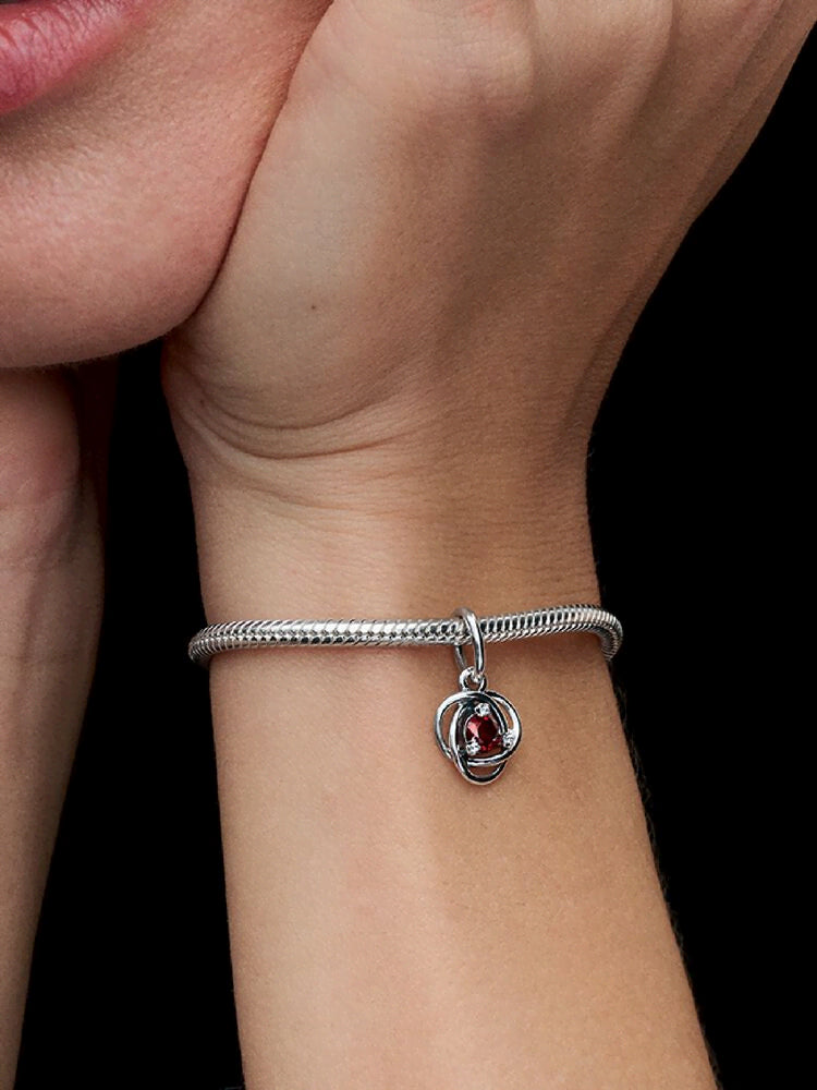 Red Eternity Circle Dangle Charm