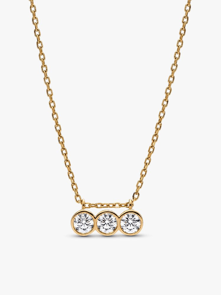 Pandora Era Bezel 14k Gold Triple Lab-grown Diamond Pendant Necklace
