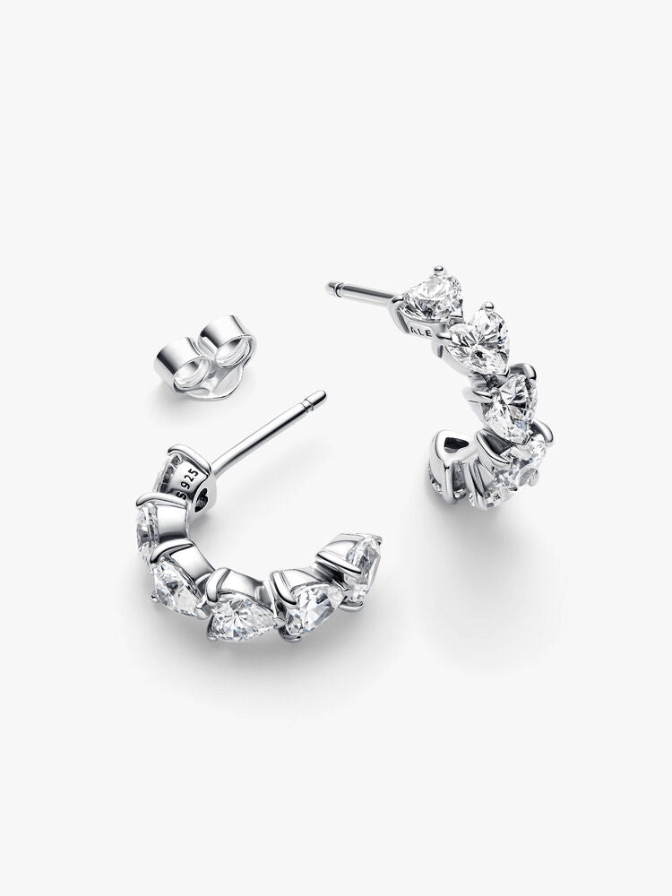 Sparkling Hearts Open Hoop Earrings