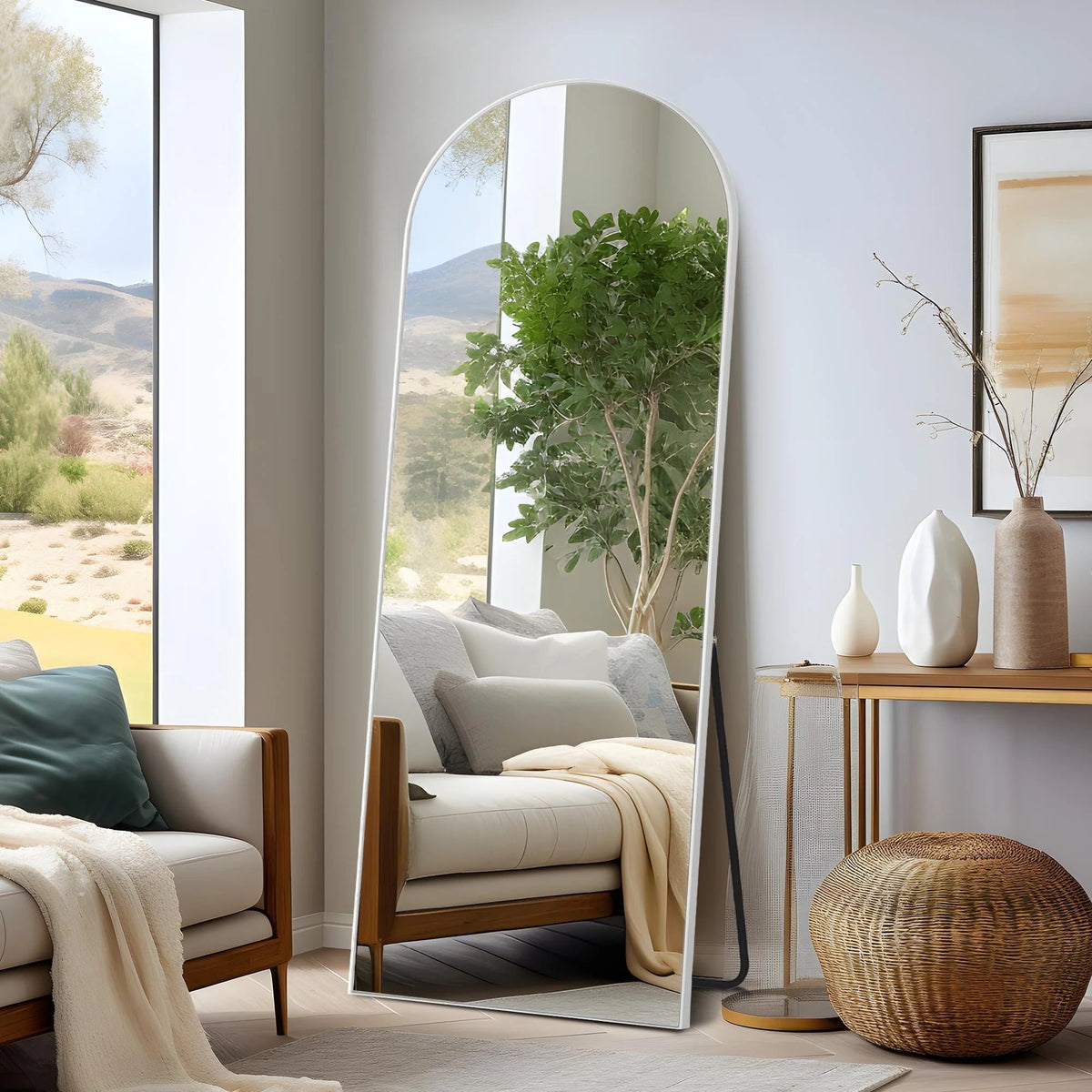 Arched Full-Length Floor Mirror - Standing And Wall-Mounted
