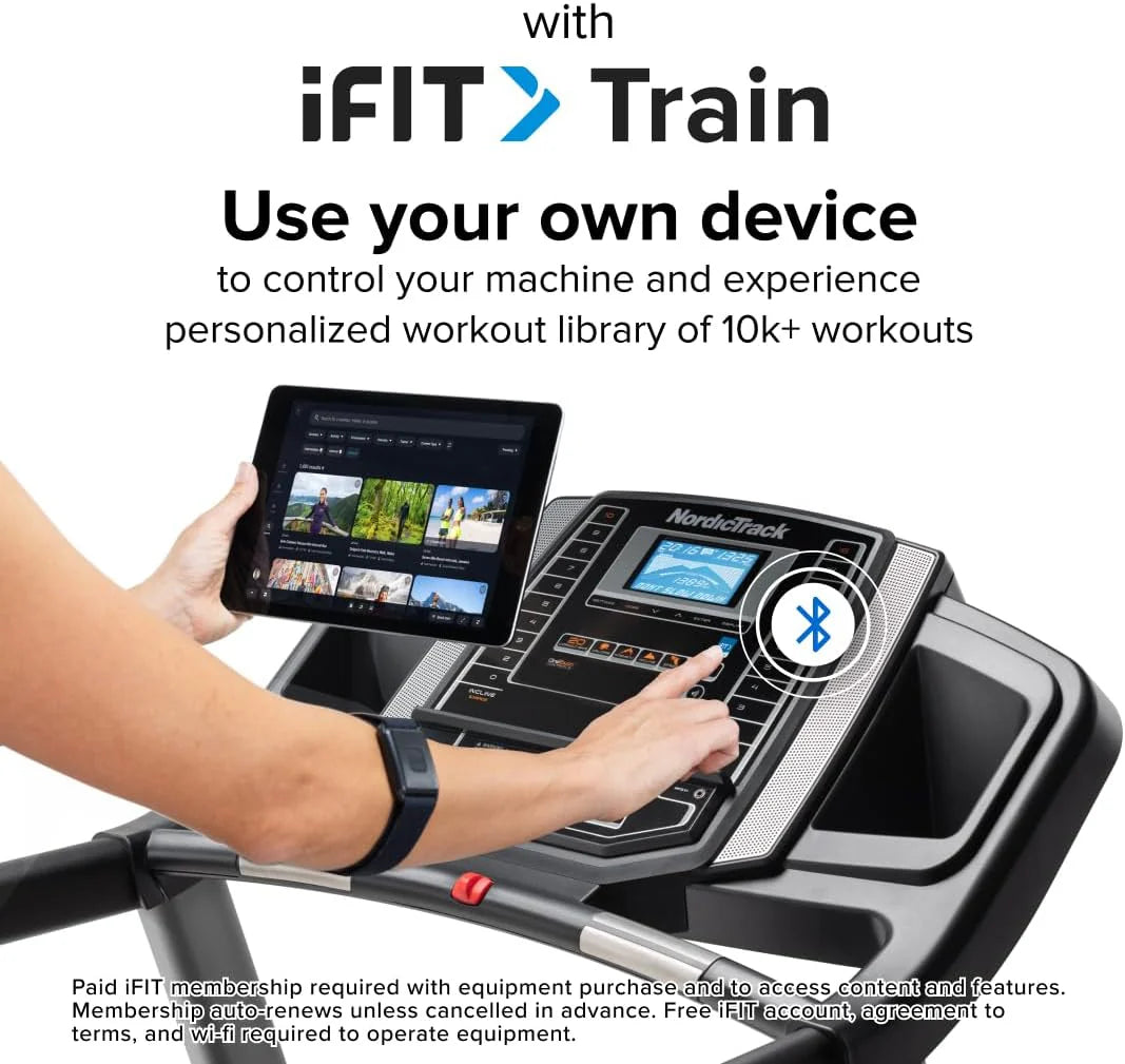 Nordictrack T Series Treadmill, Black, 73.5 in D x 36 in W x 54 in H, 55 in x 20 in Deck
