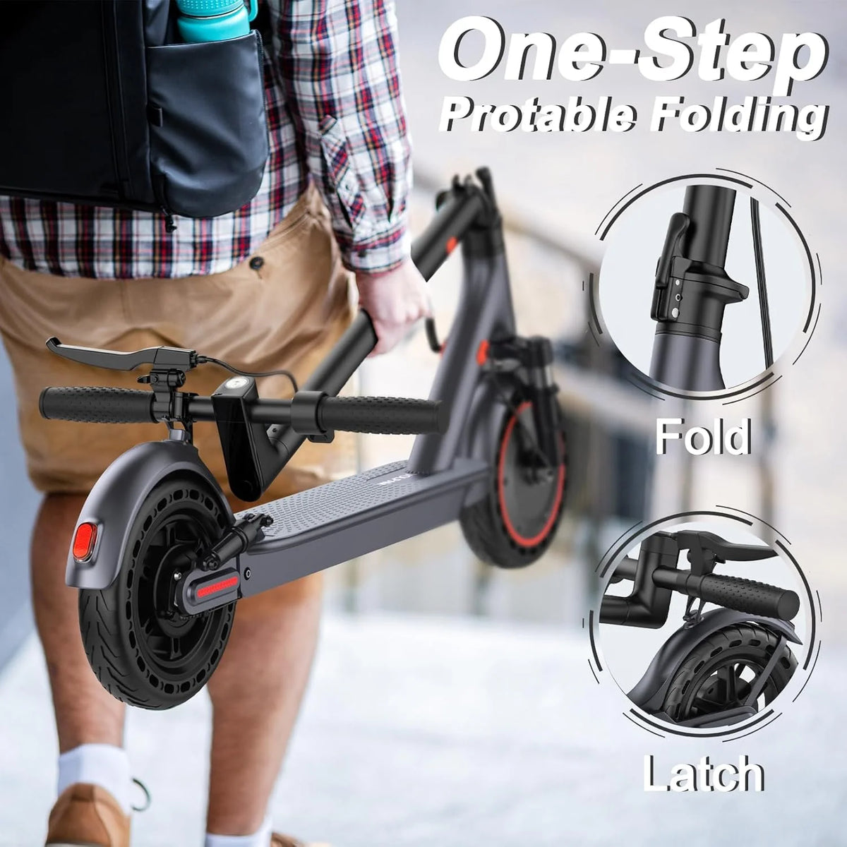 Electric Scooter With Solid Tires And Dual Braking - 350W/500W