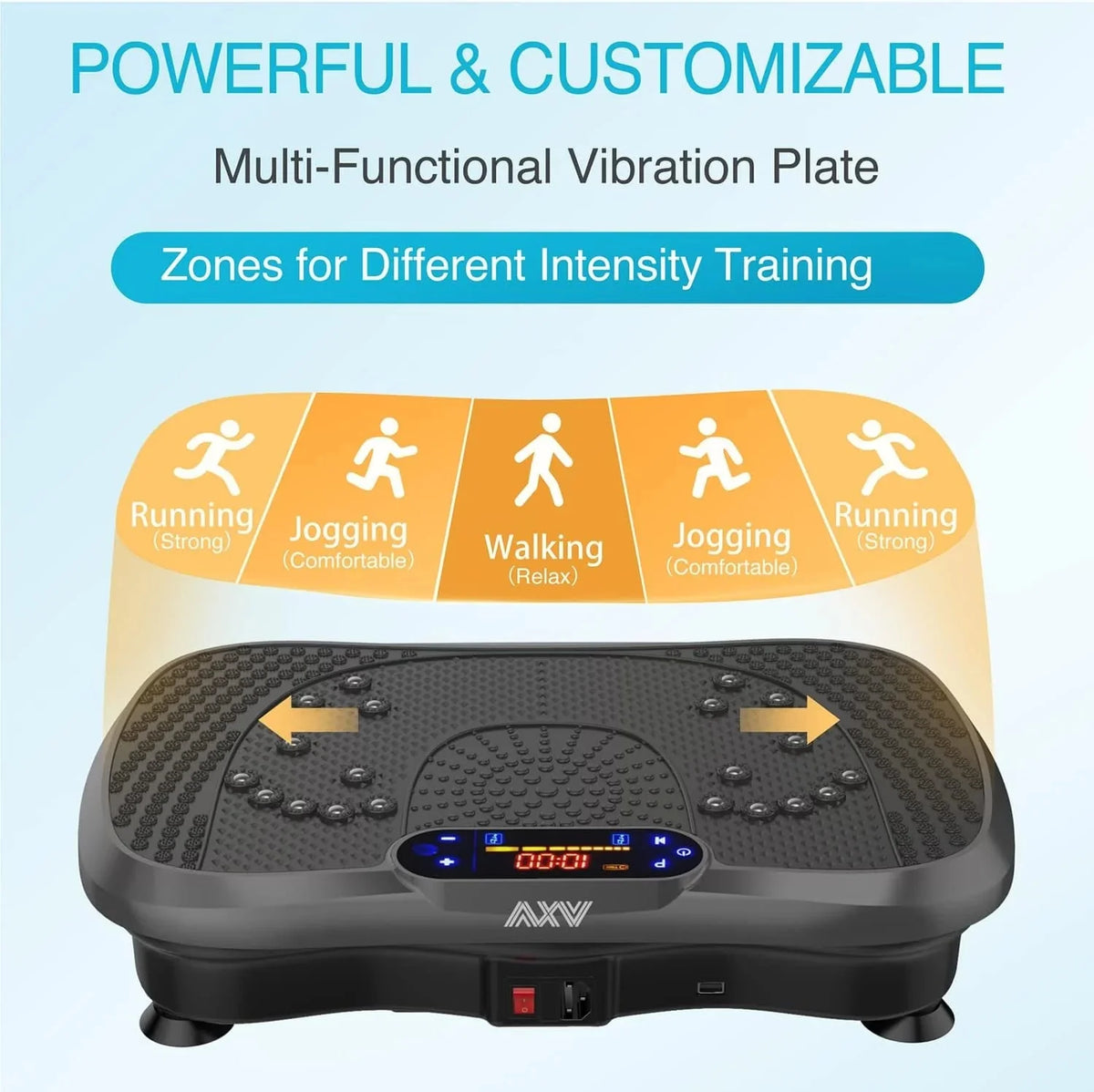 AXV Vibration Plate Fitness Platform, Gray, 2 Resistance Bands - Slim-Gray