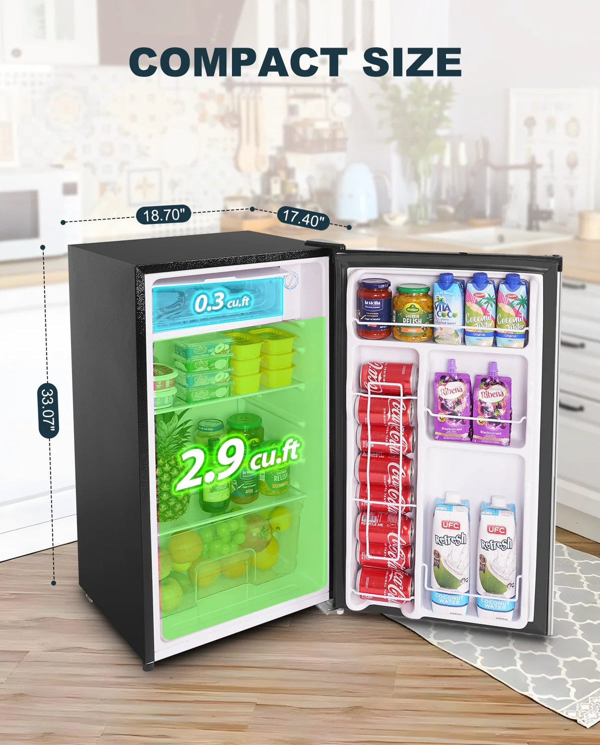 Upstreman 3.2 Cu.Ft. Single Door Mini Refrigerator With Freezer - BR321