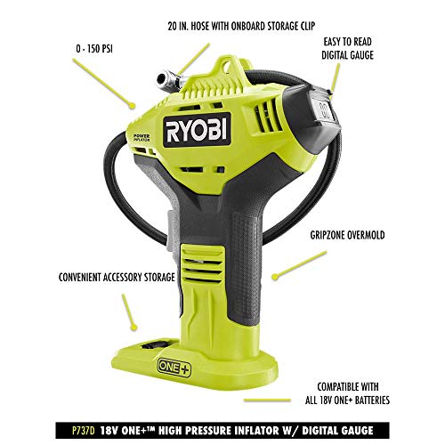 Cordless High Pressure Inflator With Digital Gauge And 18V Lithium-Ion Battery - Portable Tire And Sports Equipment Pump