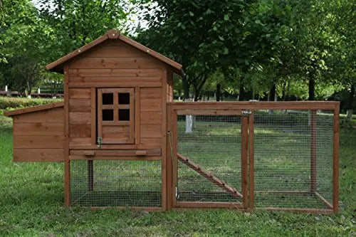 ECOLINEAR Outdoor Wooden Chicken Coop With Nest Box, 80.7in x 26in x 44.5in, Natural Wood
