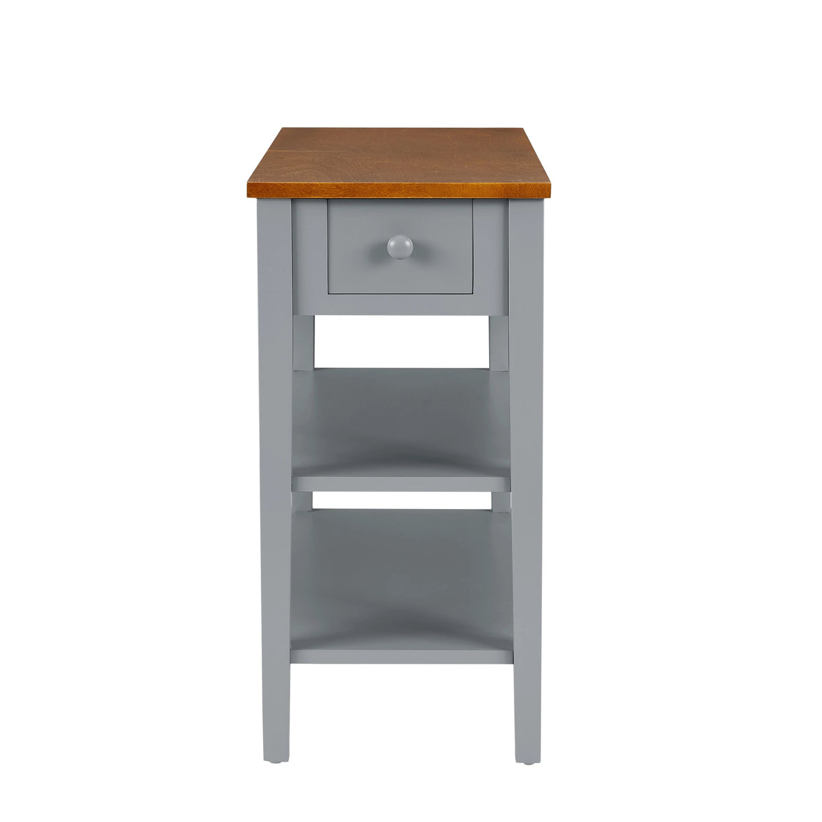 Narrow 2-Tone End Table With USB Charging Ports, 11.8 Inches Wide