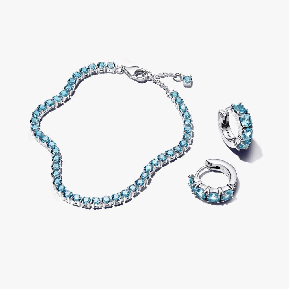 Sparkling Light Blue Tennis Jewelry Set