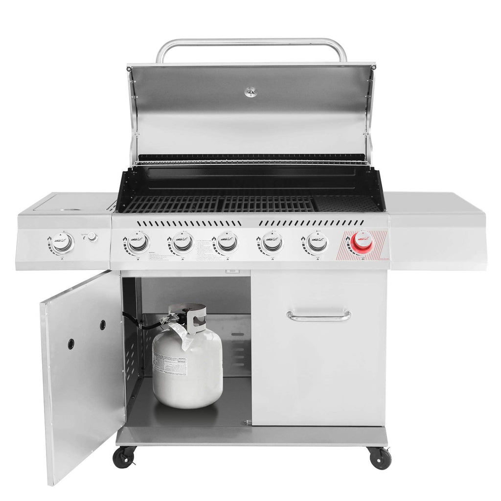Stainless Steel 6-Burner Gas Grill - 74,000 BTU With Sear And Side Burner