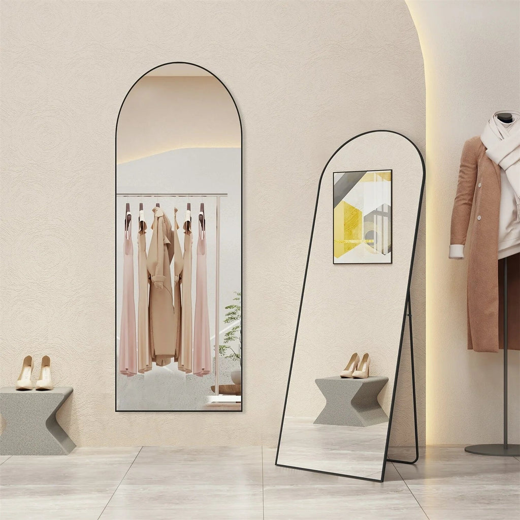 Full-Length Floor Mirror With Stand, Aluminum Alloy Frame - 71x30