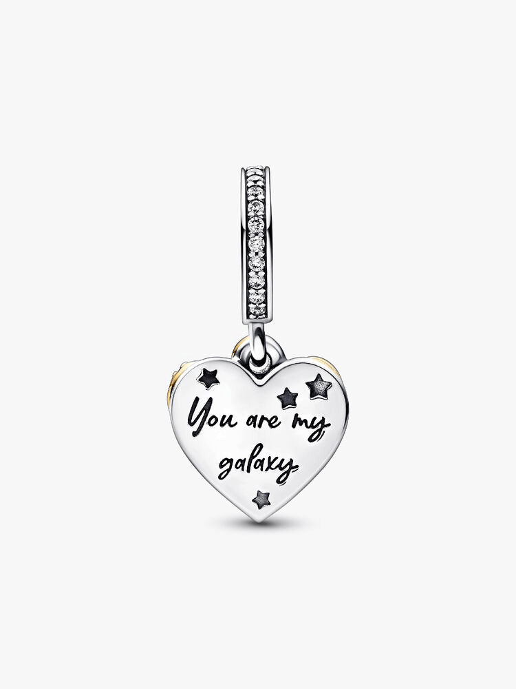 Shooting Star Hearts Double Dangle Charm