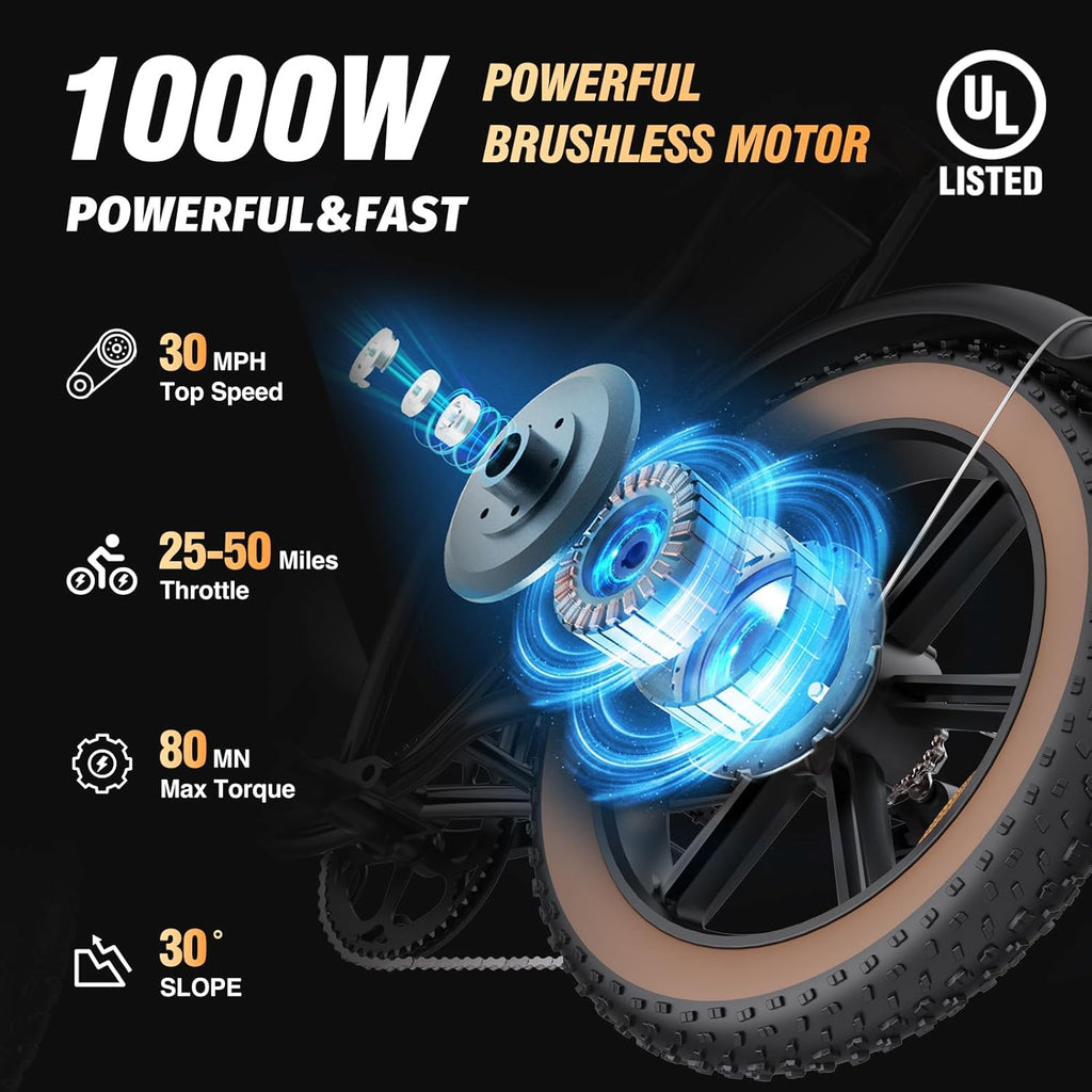 Electric Bike 2000W 37Mph 20in Fat Tires - Q20