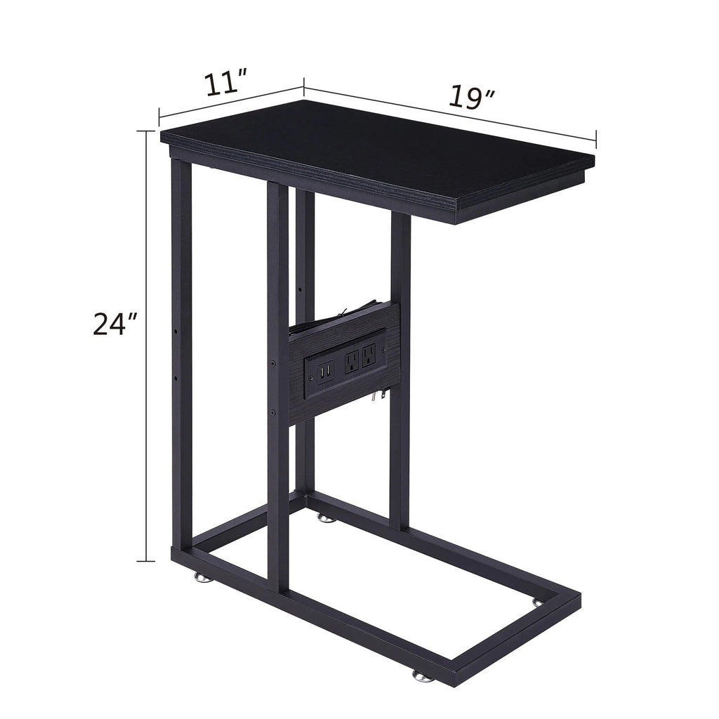 C-Shaped Sofa Side Tables, Set of 2, 11" D x 19" W x 24" H