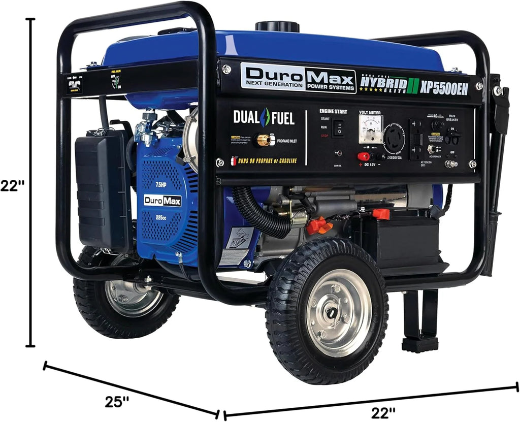 DuroMax 13,000-Watt Dual Fuel Portable Generator, Gasoline/Propane, Electric Start - XP13000EH