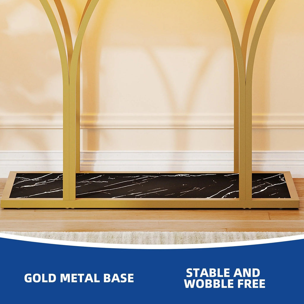 Console Table With Faux Marble MDF Top And Gold Metal Frame