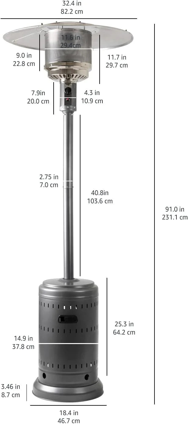 Amazon Basics Outdoor Propane Patio Heater With Wheels, 46,000 BTU - 61825