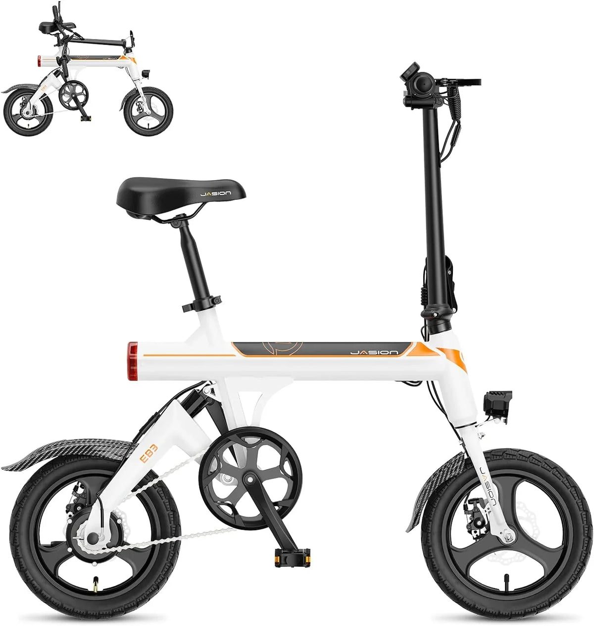 Jasion 14 Inch Folding Electric Bike, 21 Mph, 500W Peak Motor, 270Wh Battery - EB3