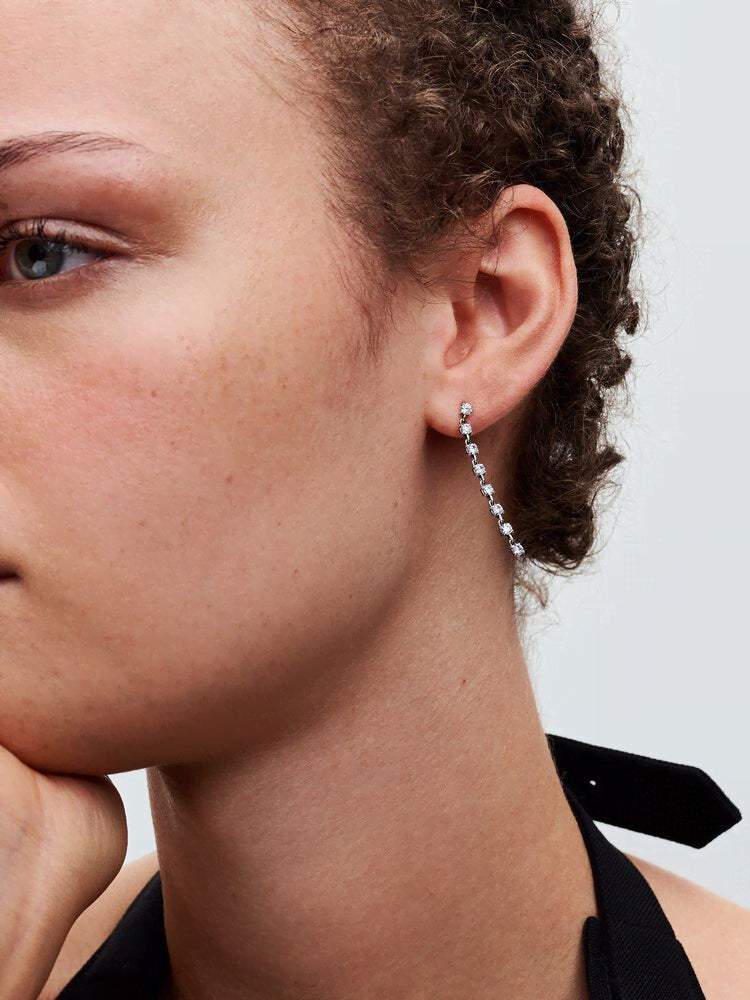 Sparkling Eight Stones Drop Earrings