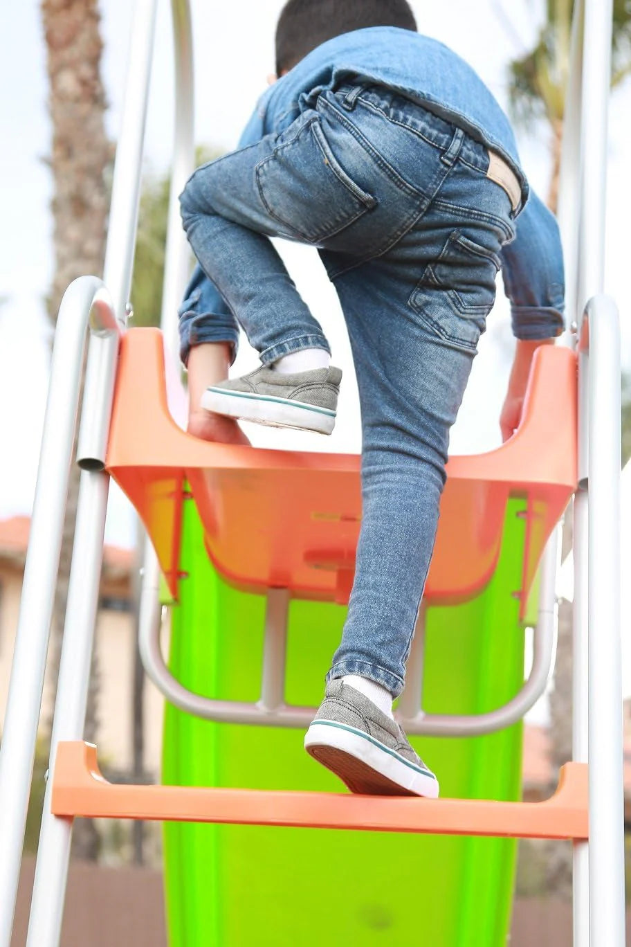 SLIDEWHIZZER Outdoor Playset Slide Climber, 10 ft, Orange Green - Kids Slide