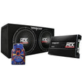 MTX 12in Dual Loaded Car Subwoofer Package With Sub Box, Amplifier And QPower Wiring Kit - TNP212D2