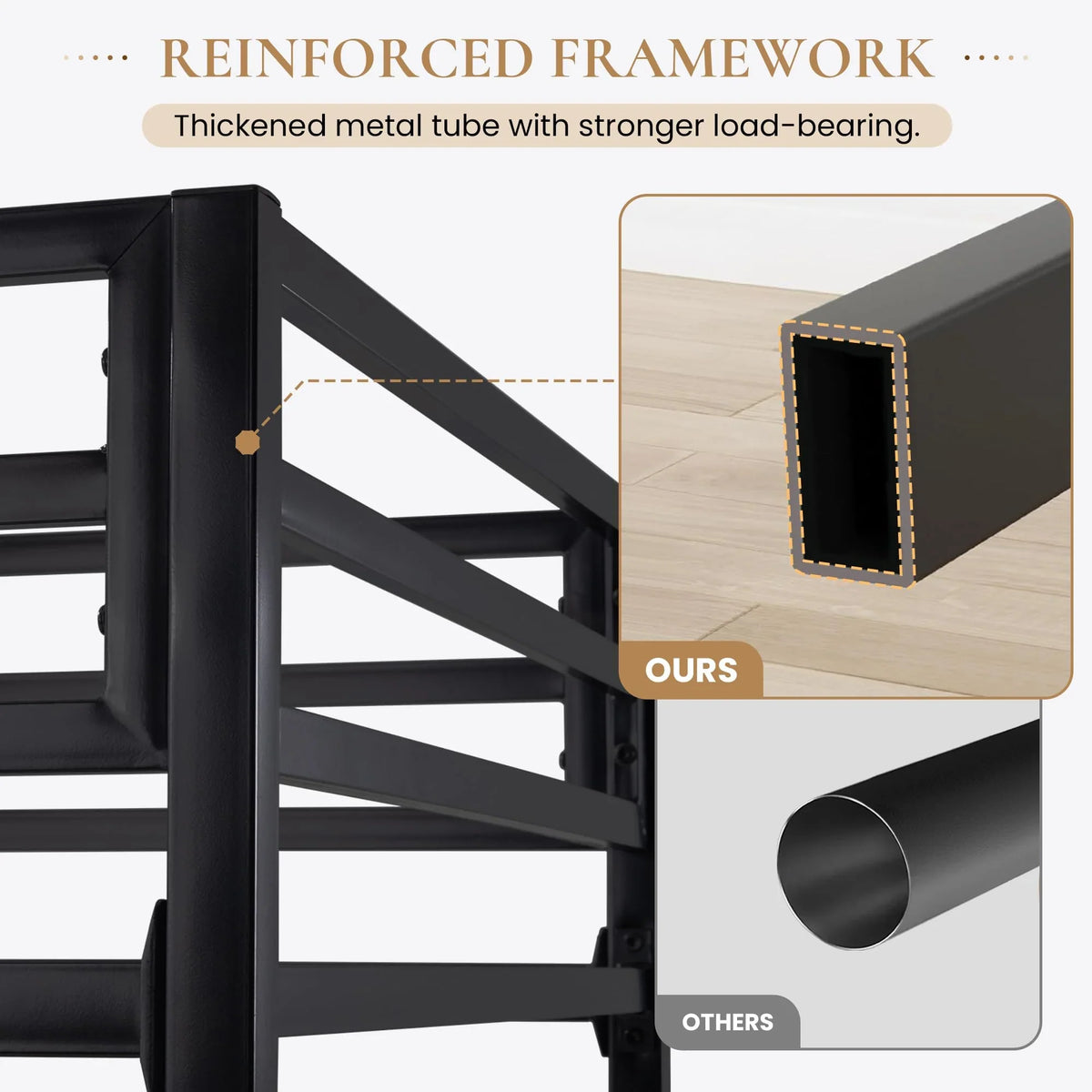SHA CERLIN Junior Loft Bed Frame, Twin Size, Black