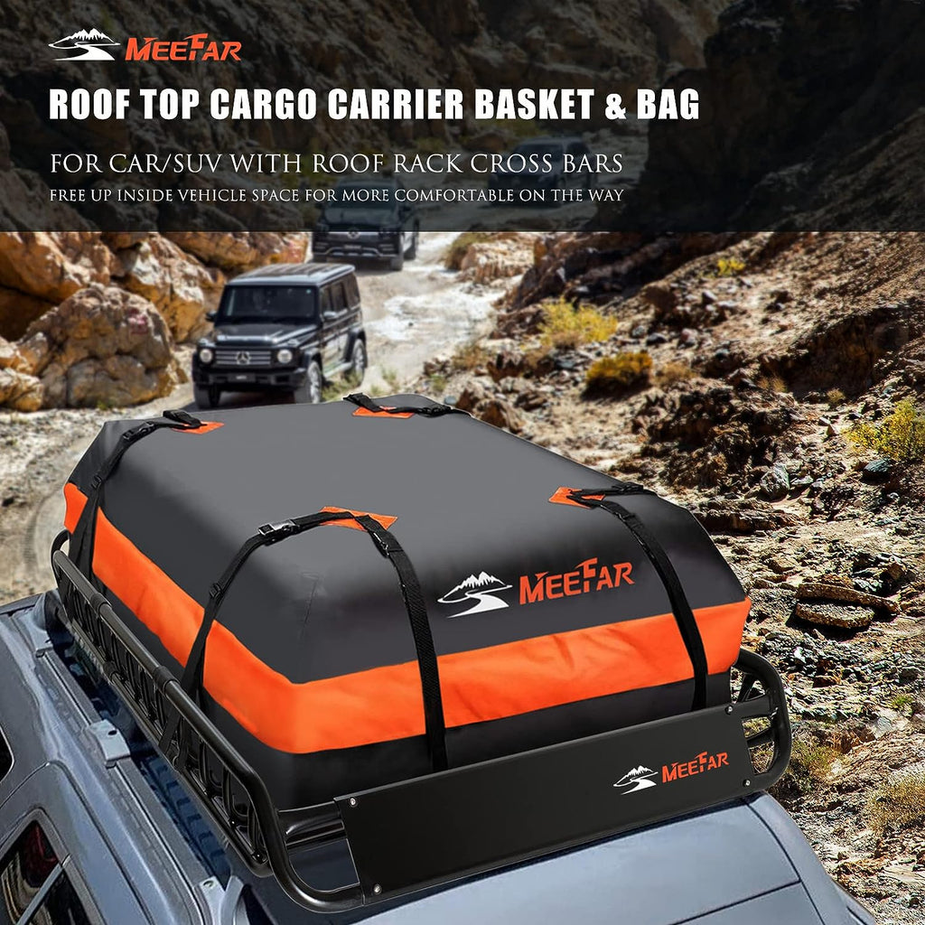 MeeFar Roof Cargo Basket 51 x 36 x 5 in with Waterproof Bag - MF-BSK-AND-BAG