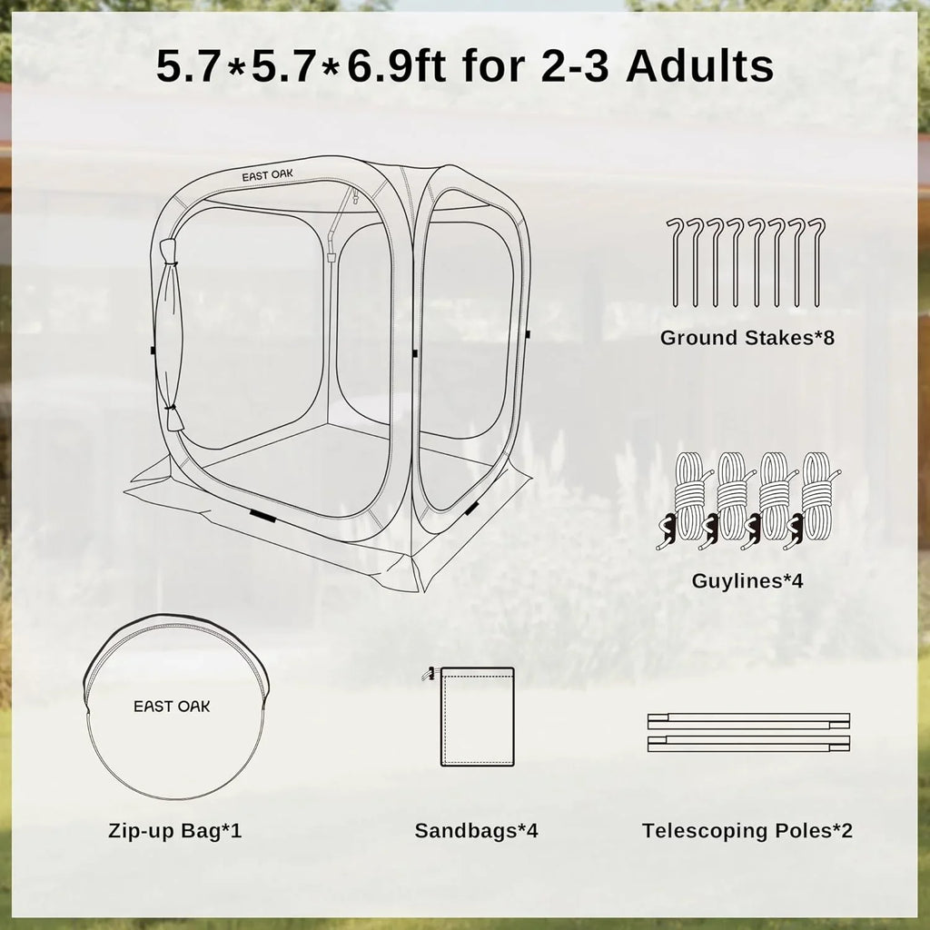 EAST OAK Pop-Up Screen House Tent 10 x 10 FT With Carry Bag