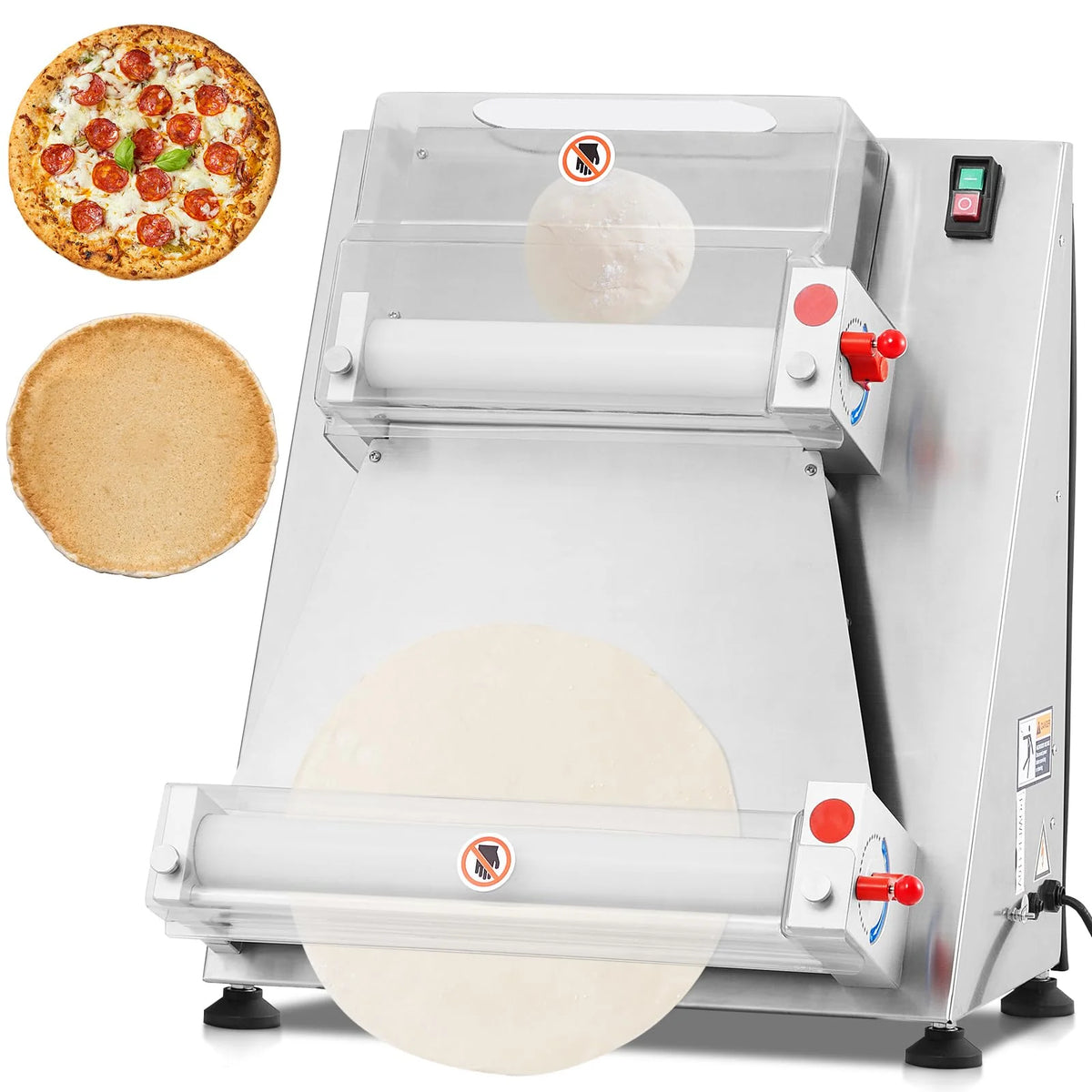 Commercial Pizza Dough Roller Sheeter, 370W, Stainless Steel, Max 16