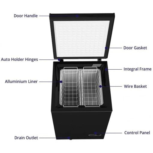 Northair Chest Freezer, 3.5 Cu Ft, 2 Removable Baskets, Black