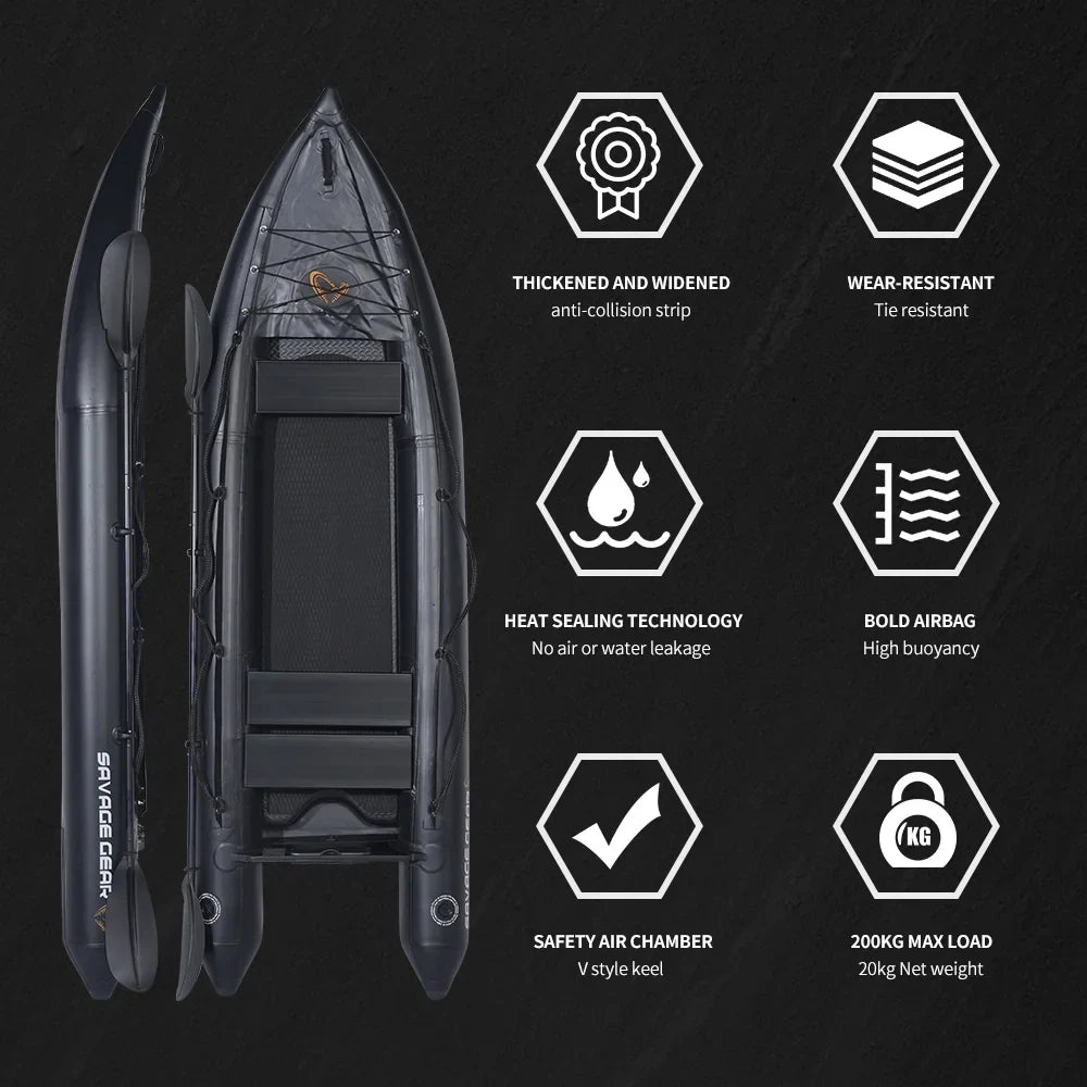 2 Person Inflatable Fishing Kayak PVC Boat, 130 in x 43 in x 11.8 in - Aluminum Alloy Seats