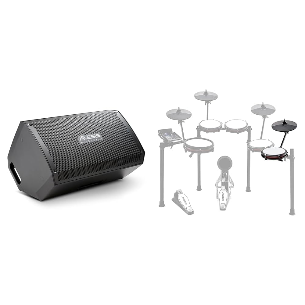 Alesis Strike Amp 12 MK2 Drum Amplifier With Nitro Max Expansion Pack, 8 in Mesh Tom Pad And 10 in Cymbal