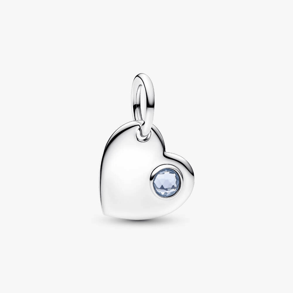Engravable Heart Aqua Blue Stone Dangle Charm
