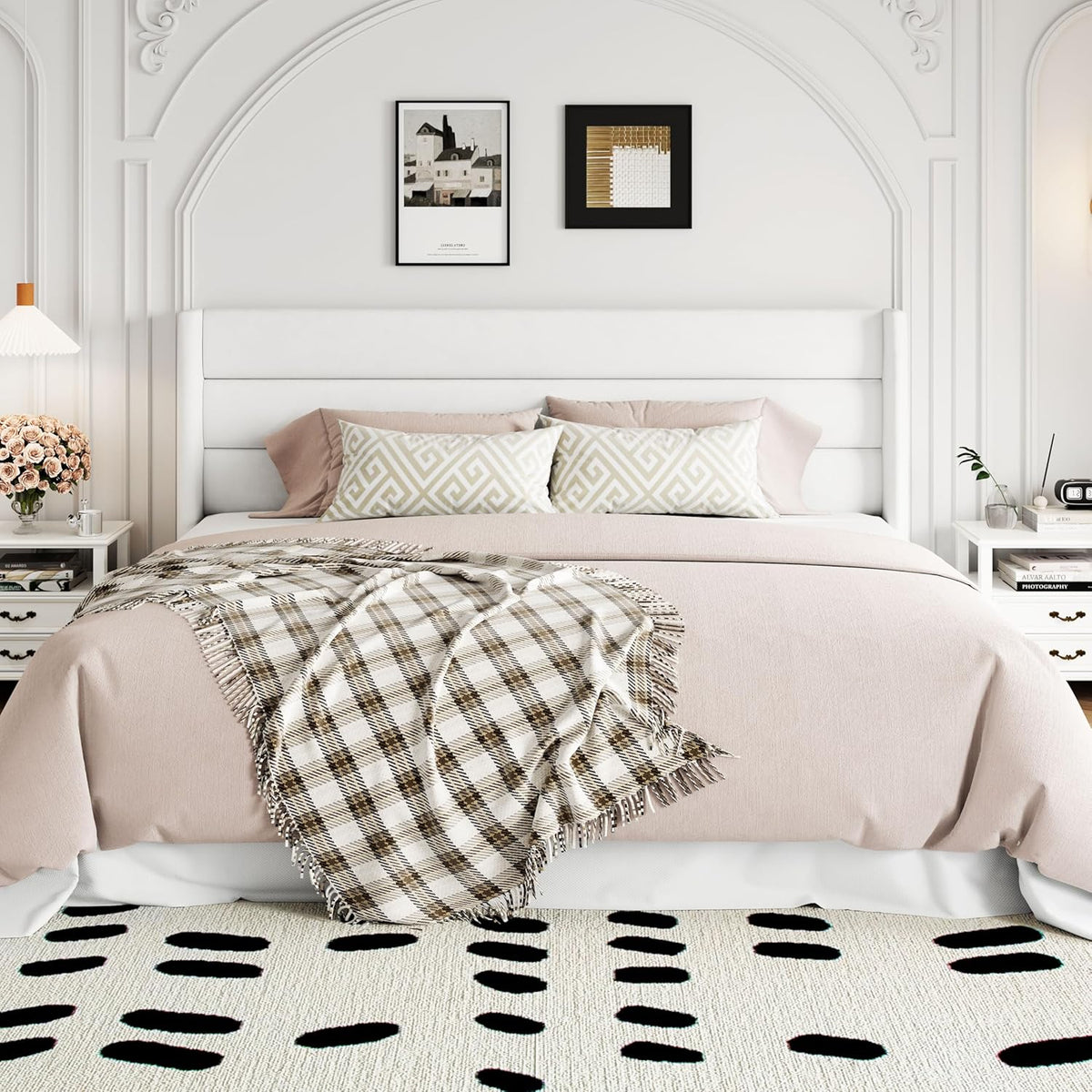 Queen Size Lift-Up Storage Bed With Wingback Headboard, Upholstered Platform Bed Frame With Hidden Storage