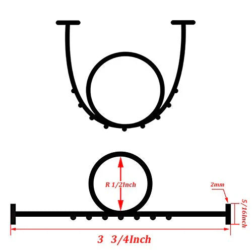 DGSL Garage Door Bottom Rubber Weather Stripping Kit, T-Channel Ends, 5/16 Inches, 3 3/4 Inches Wide