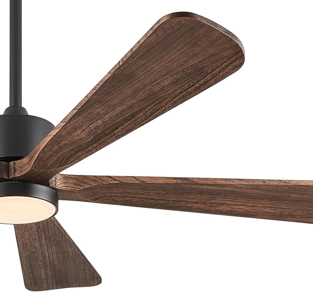 BOOSANT 60 inch Ceiling Fan With LED Light, 5 Solid Wood Blades, 6 Speeds, Deep Brown - 8727