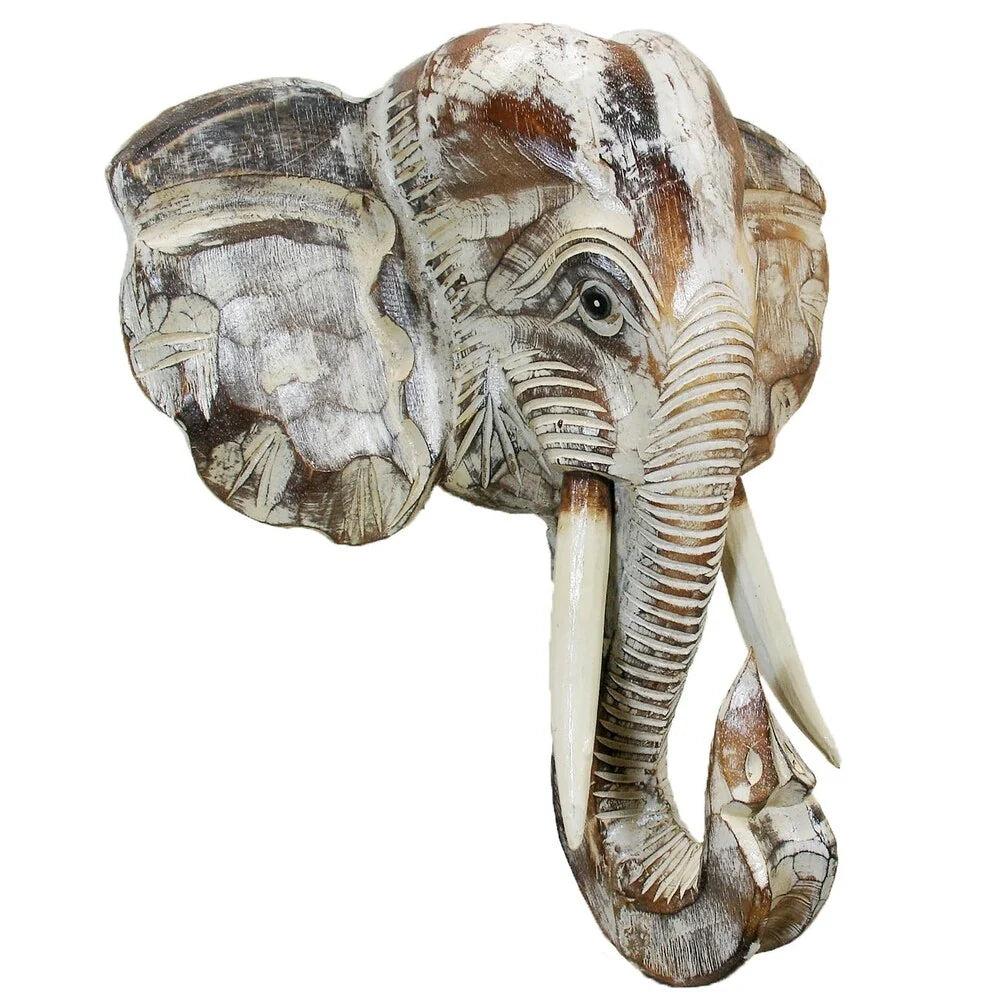Wooden Elephant Head Wall Decor