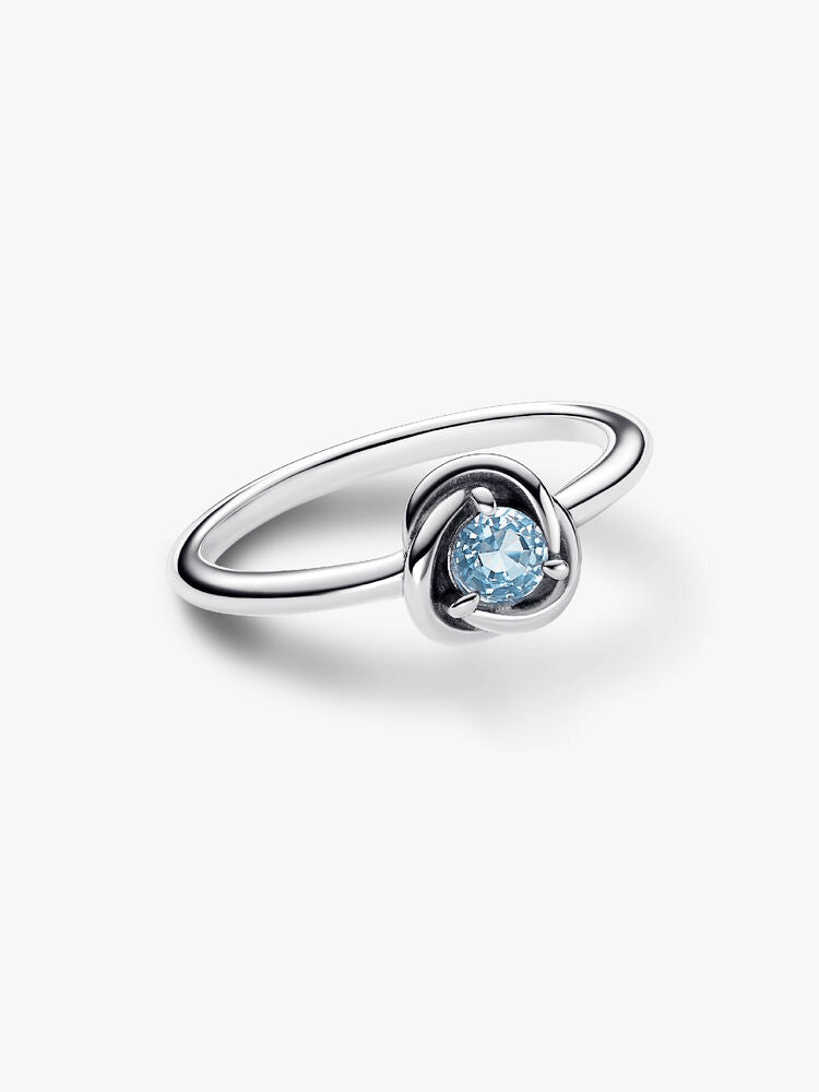 March Sea Aqua Blue Eternity Circle Ring