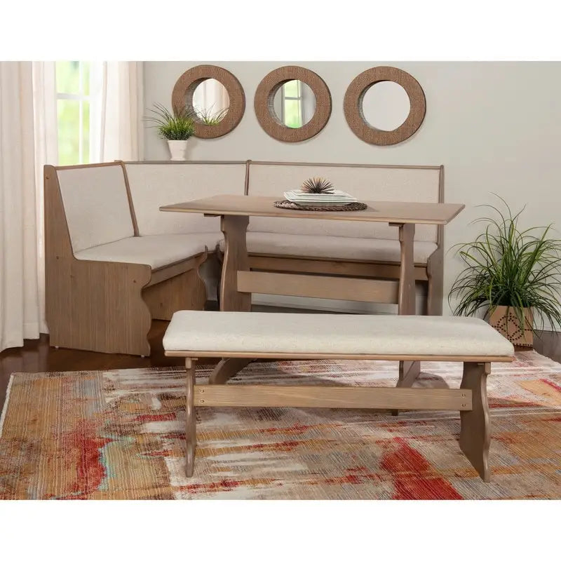 Hannah Breakfast Nook 3-Piece Dining Set With Corner Bench
