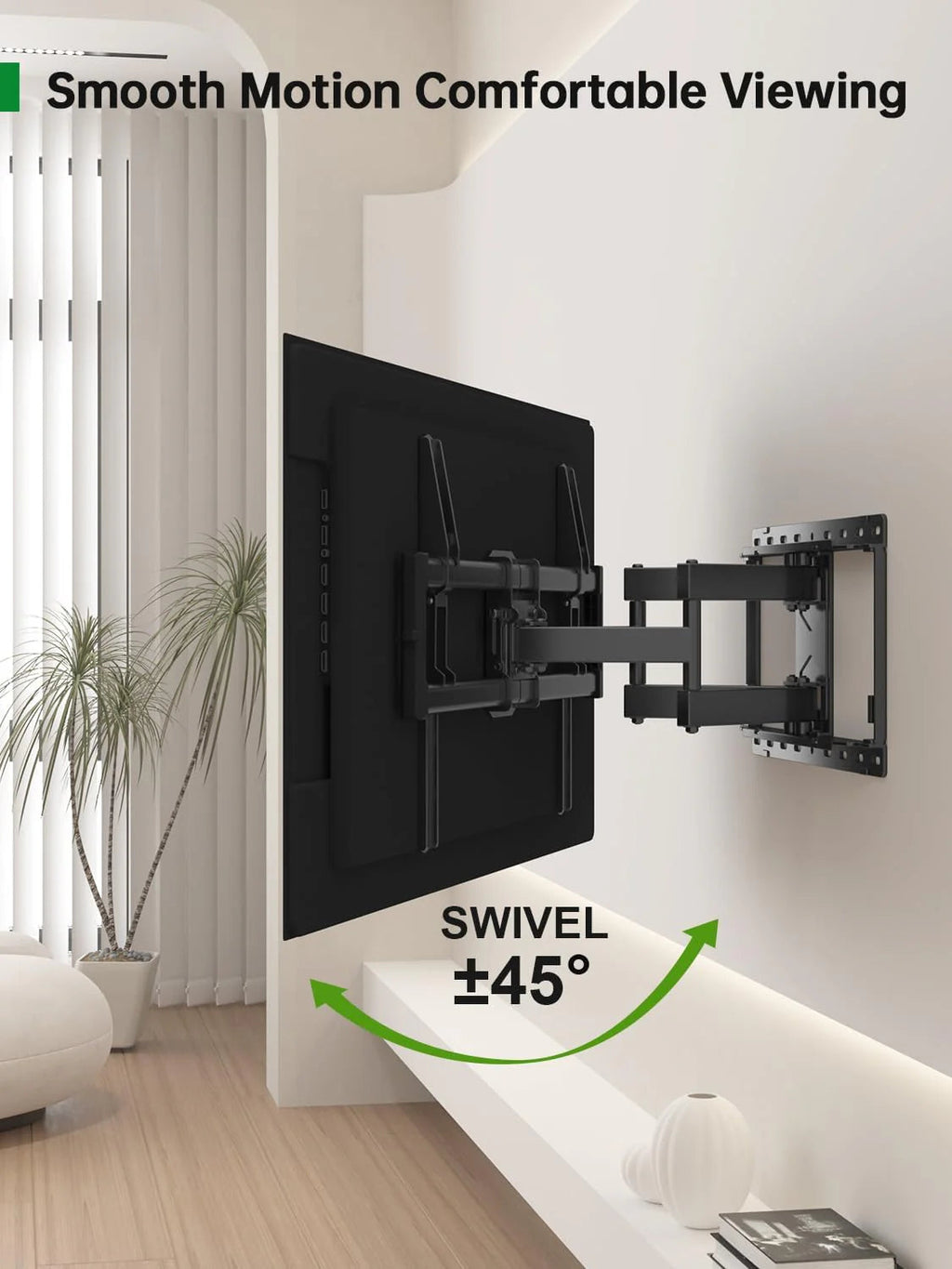 TV Wall Mount for Most 42-86 Inch Flat Screen TVs, 132 lbs - Full-Motion Swivel Tilt Bracket