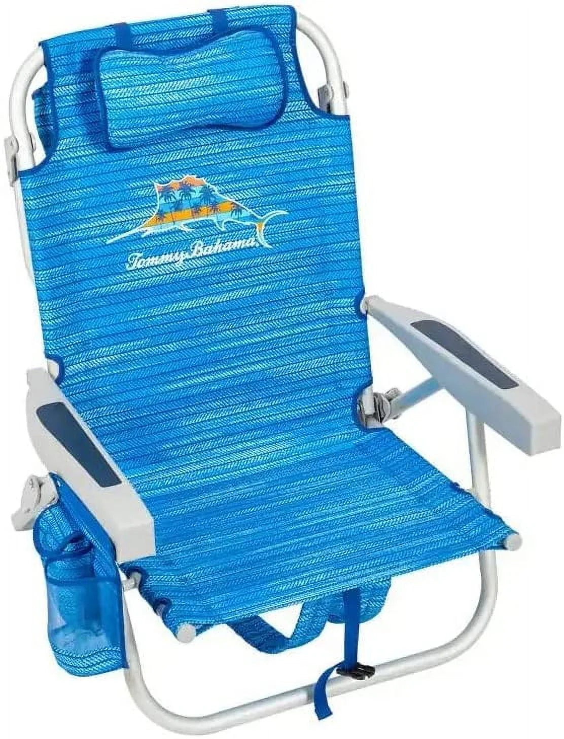 Tommy Bahama Backpack Beach Chairs, Blue, 2 Pack - 300 lb Capacity