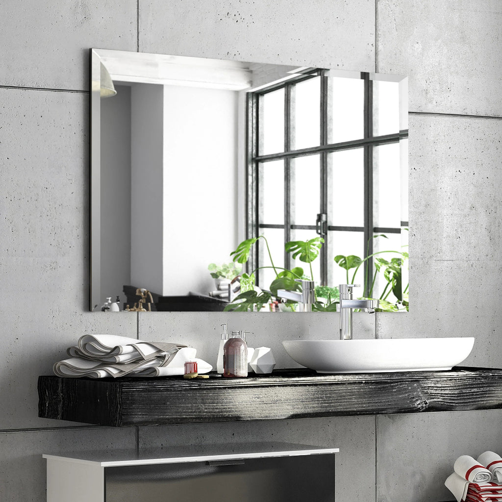 Frameless Beveled Prism Wall Mirror - Clear