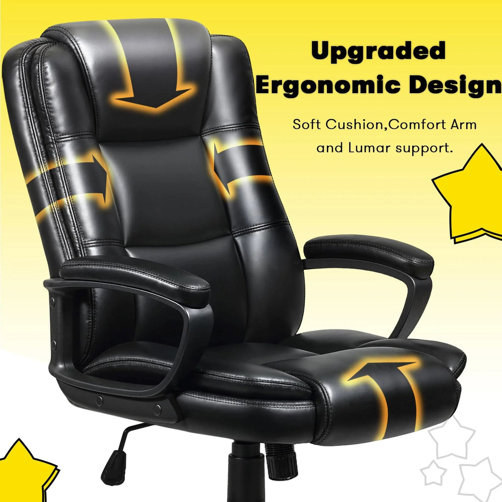Big And Tall High-Back Leather Executive Office Chair, 400 lbs