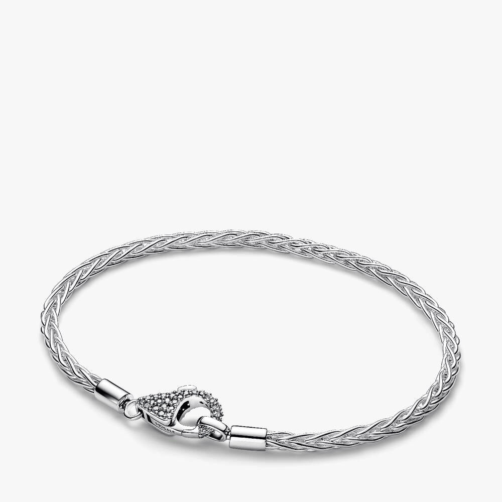 Pavé Clasp Foxtail Chain Charm Bracelet