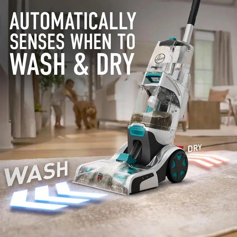 Hoover SmartWash+ Automatic Carpet Cleaner, Turquoise, 18.9 in D x 13 in W x 43.5 in H - FH52000