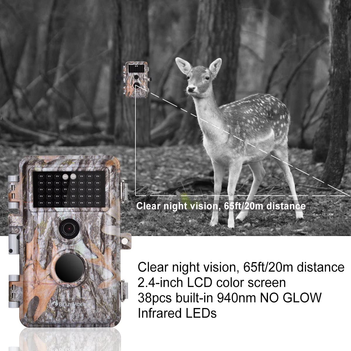 5-Pack Game & Deer Trail Cameras, 16MP 1920x1080P Video, Camo